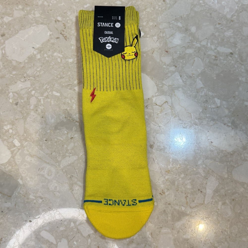 Pokemon X Stance Crew Socks Yellow Pikachu Size Small M 3-5.5 W 5-7.5